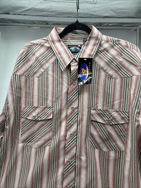 Falcon Bay Men's Red Striped Western Snap Front Shirt 2XL NWT